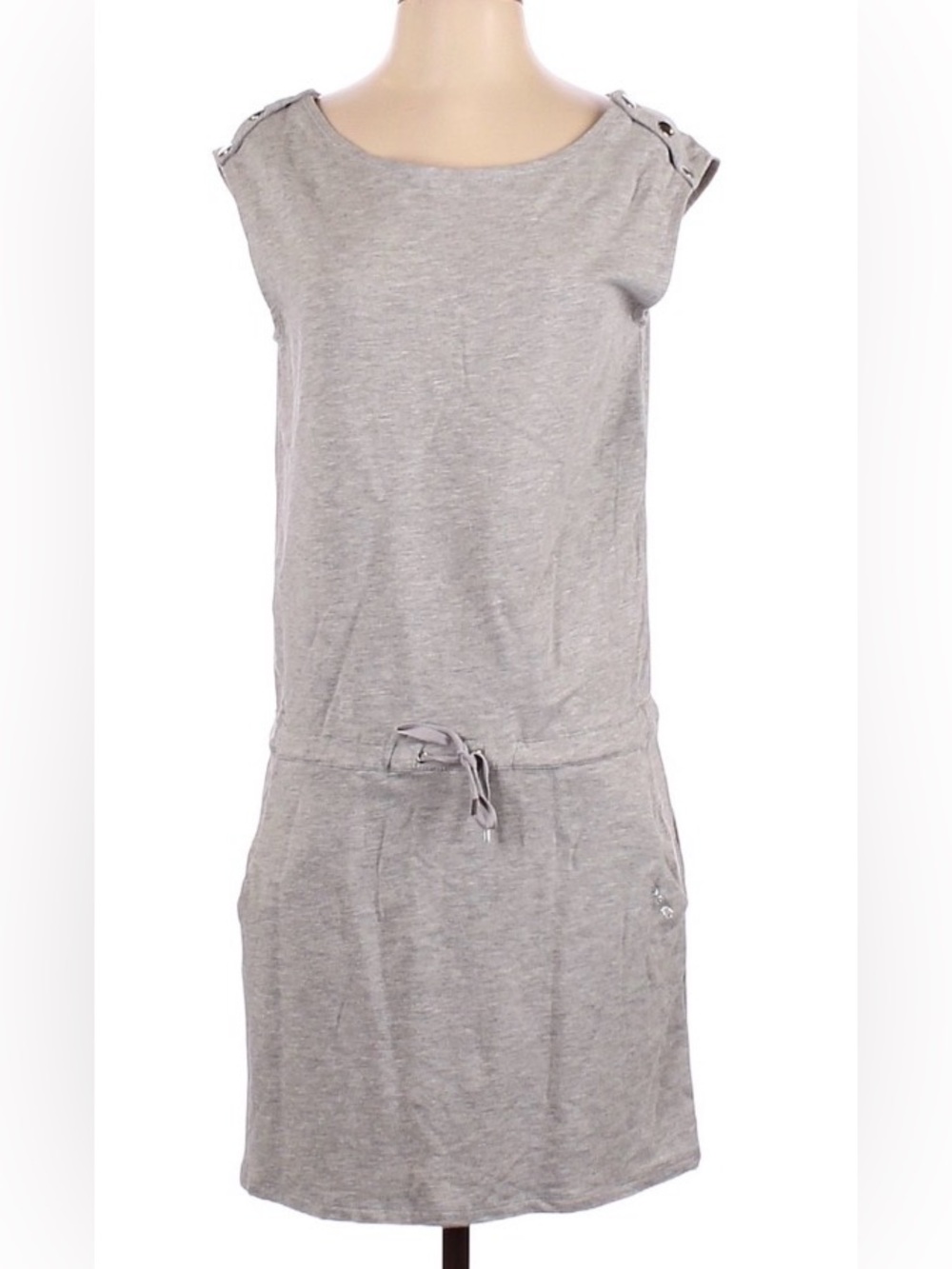 ⭐️LIKE NEW⭐️ BEBE~Women’s Casual Cap Sleeve Tie Waist Dress~Gray~XS